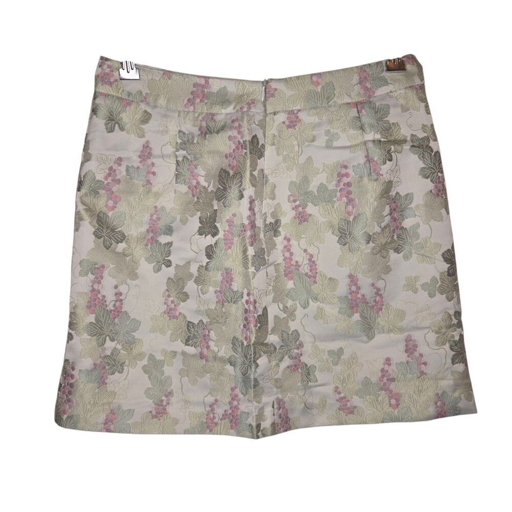 NWT 3COLOUR Mint Green Floral Grape Vine Jacquard A-Line Mini Skirt XL 170/76A